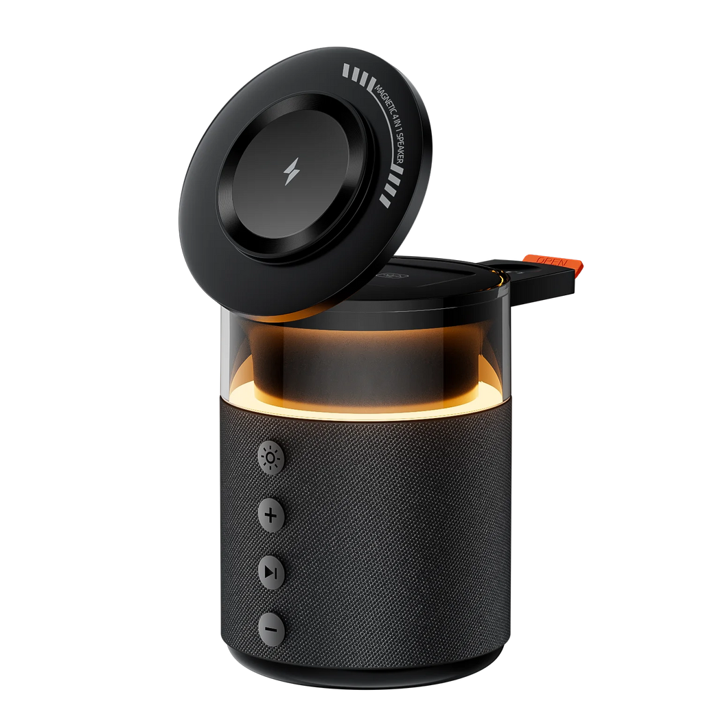 5-In-1 Magnetic Wireless Charging Station with Wireless Speaker Night Light Fast Charger for Iphone Iwatch Airpods with Speaker