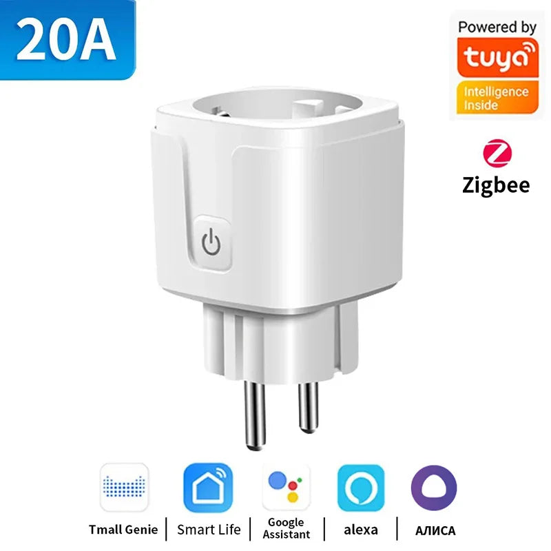 Smart Plug Wifi or Zigbee3.0 Socket EU 16A/20A Power Monitor Timing Function Voice Control Work with Alexa Google Home