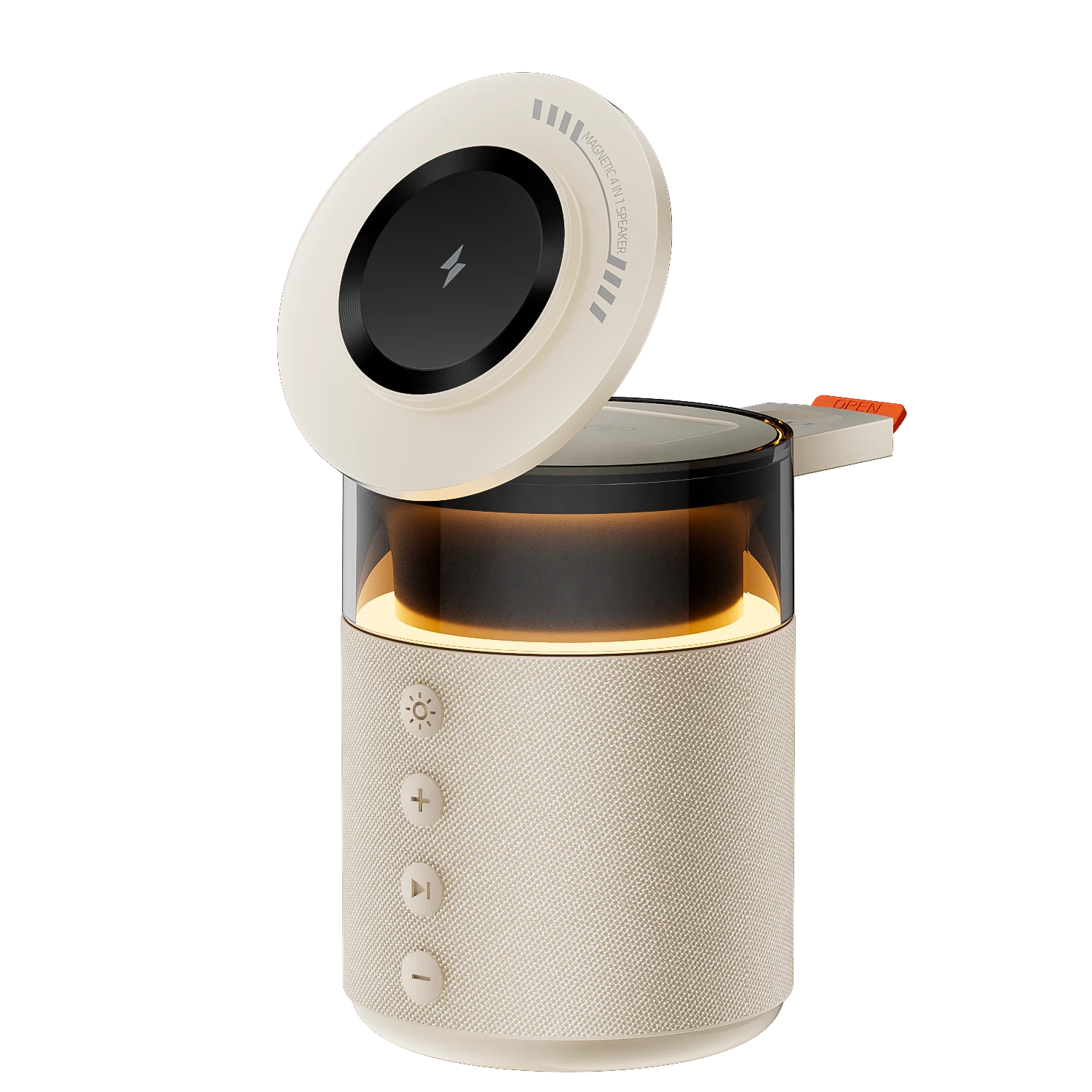 5-In-1 Magnetic Wireless Charging Station with Wireless Speaker Night Light Fast Charger for Iphone Iwatch Airpods with Speaker